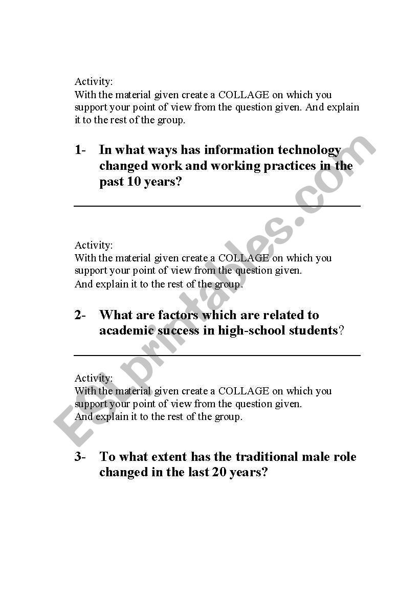 Controversial topics worksheet