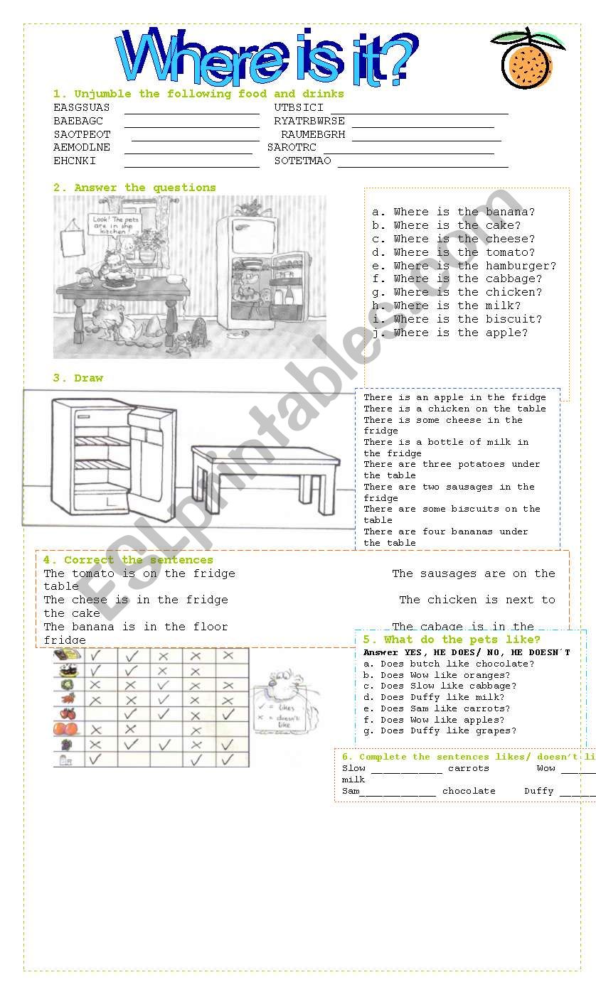 Where is it? Food and Prepositions. Likes