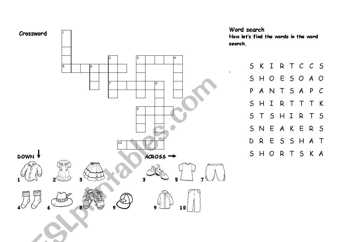 Clothes worksheet