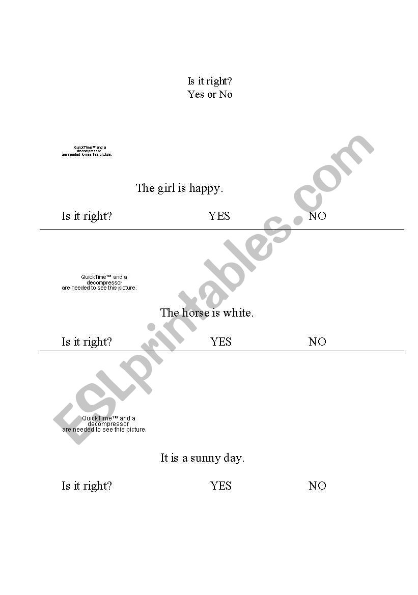 Is It Right?  Yes or No worksheet
