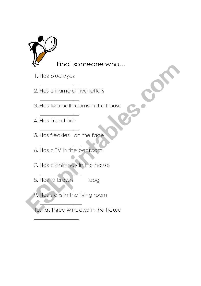 find someone who... worksheet