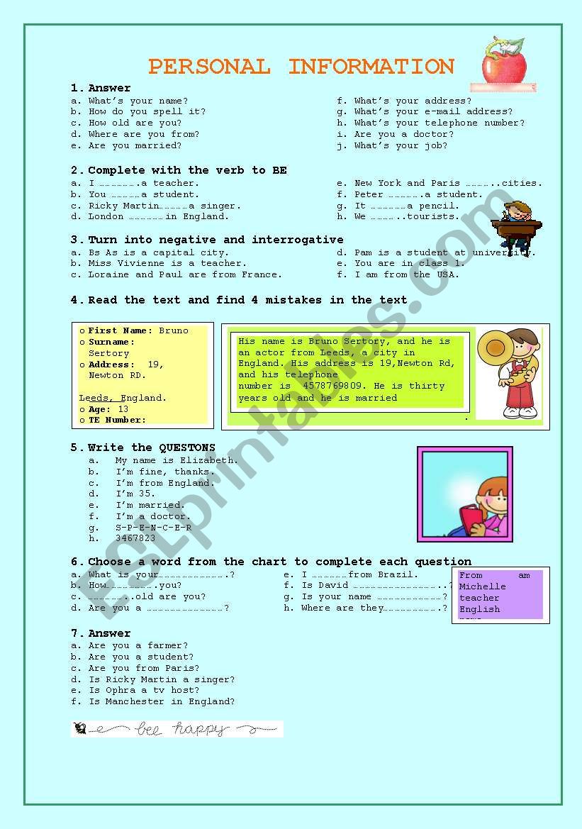 PERSONAL INFO worksheet