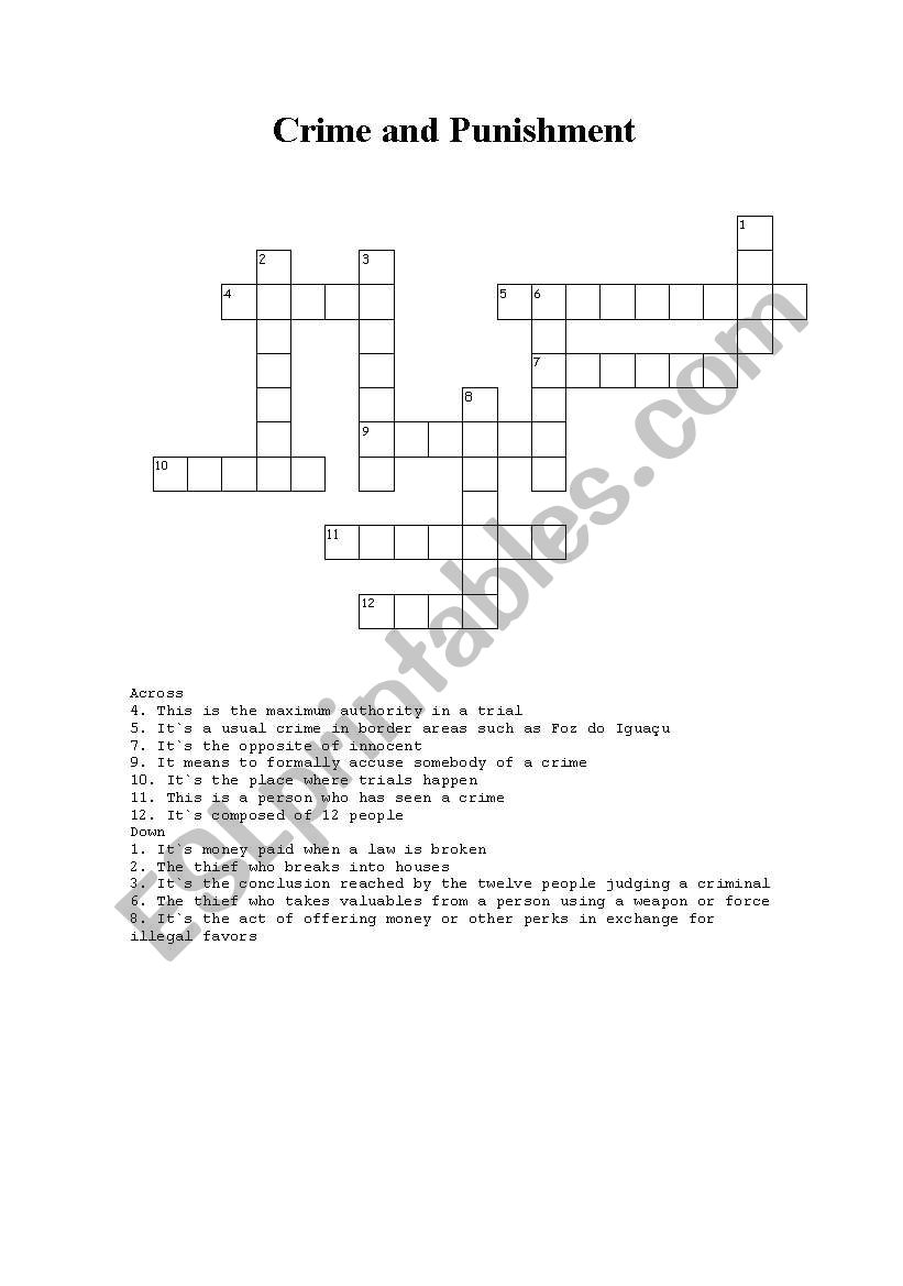 Crime and Punishment Crossword