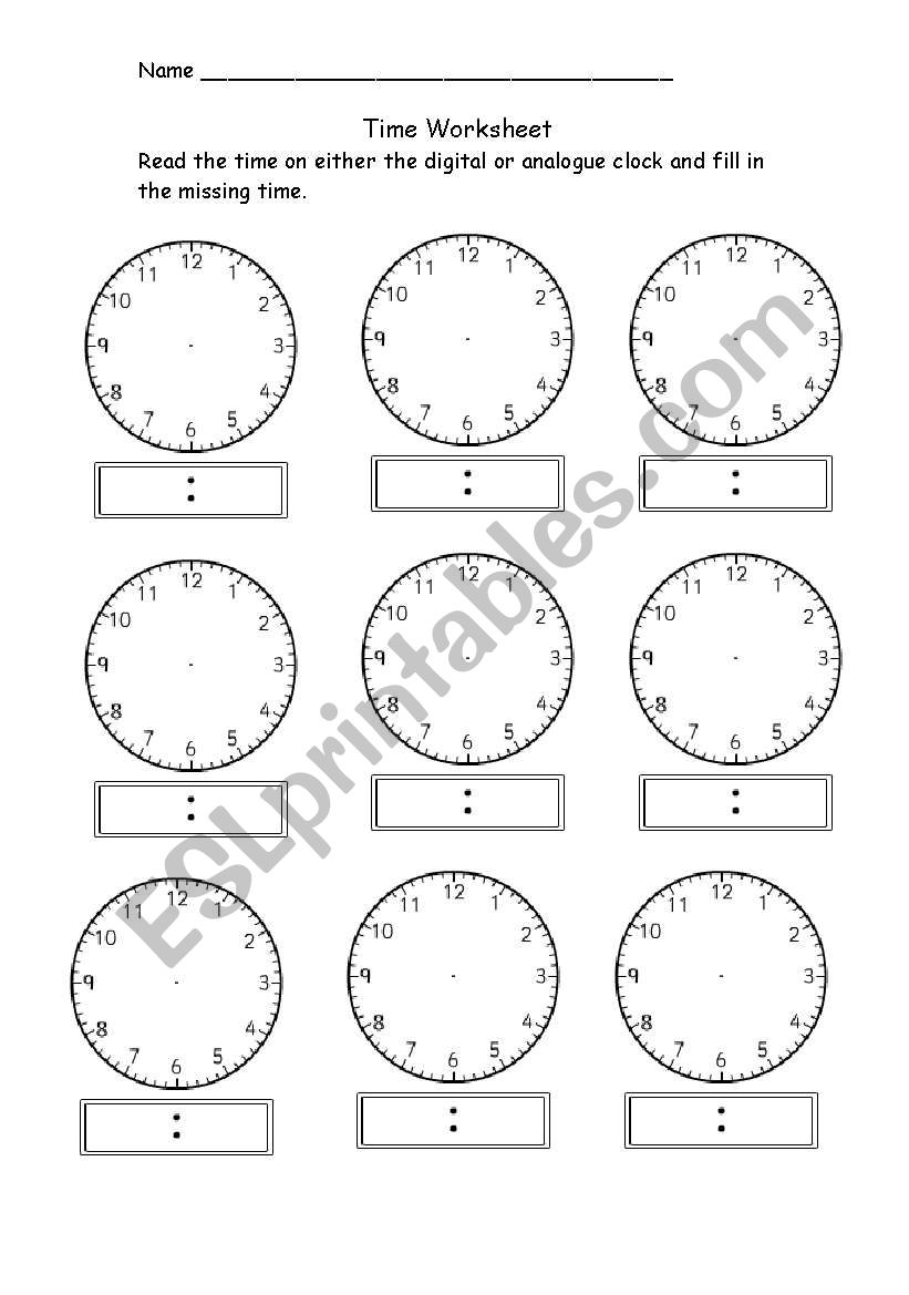 Time Clocks worksheet