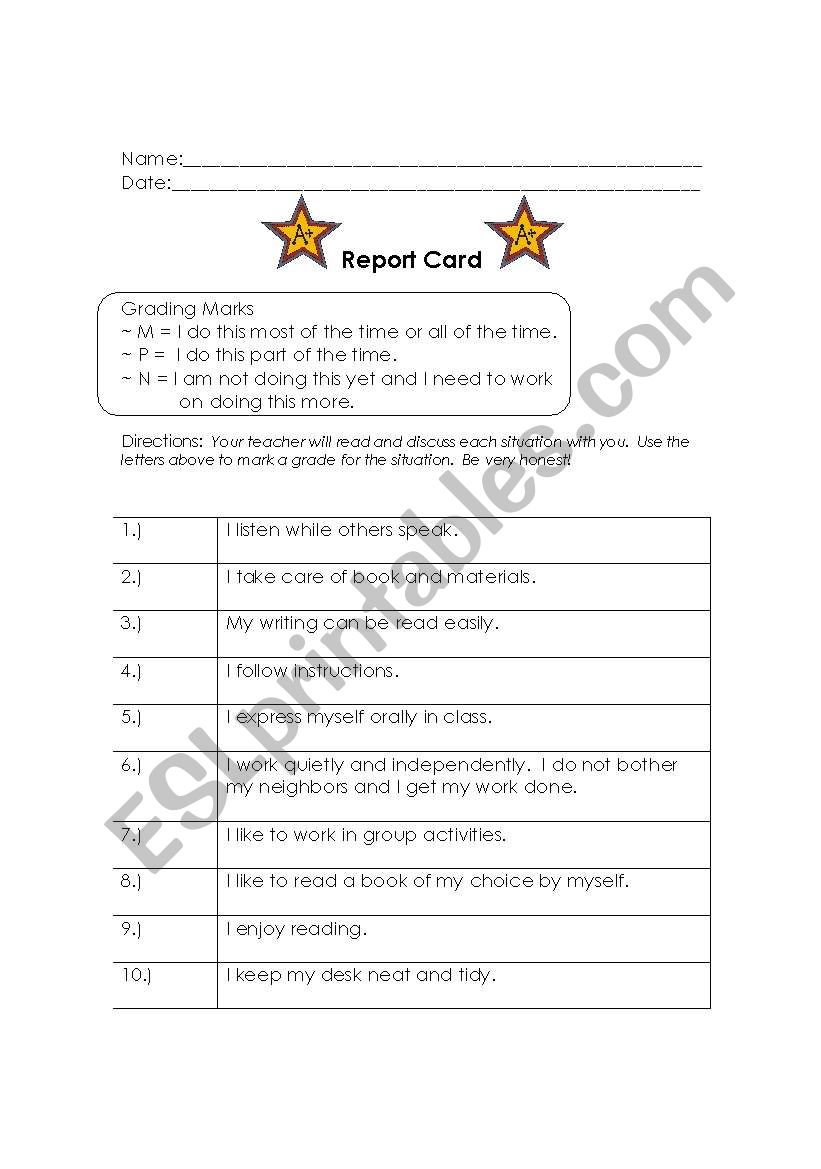 report worksheet