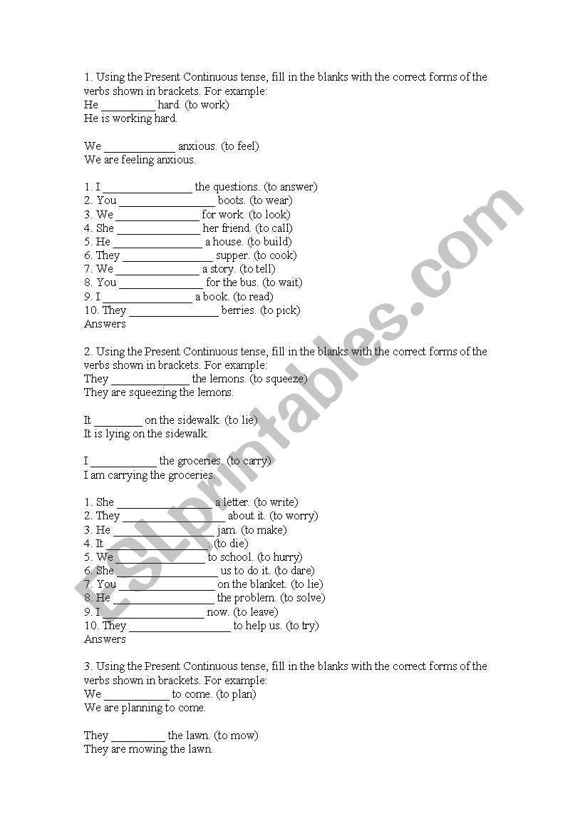 ejercicios de verbos worksheet