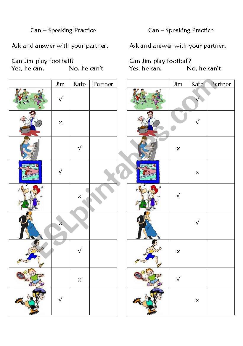 Can Speaking Practice worksheet