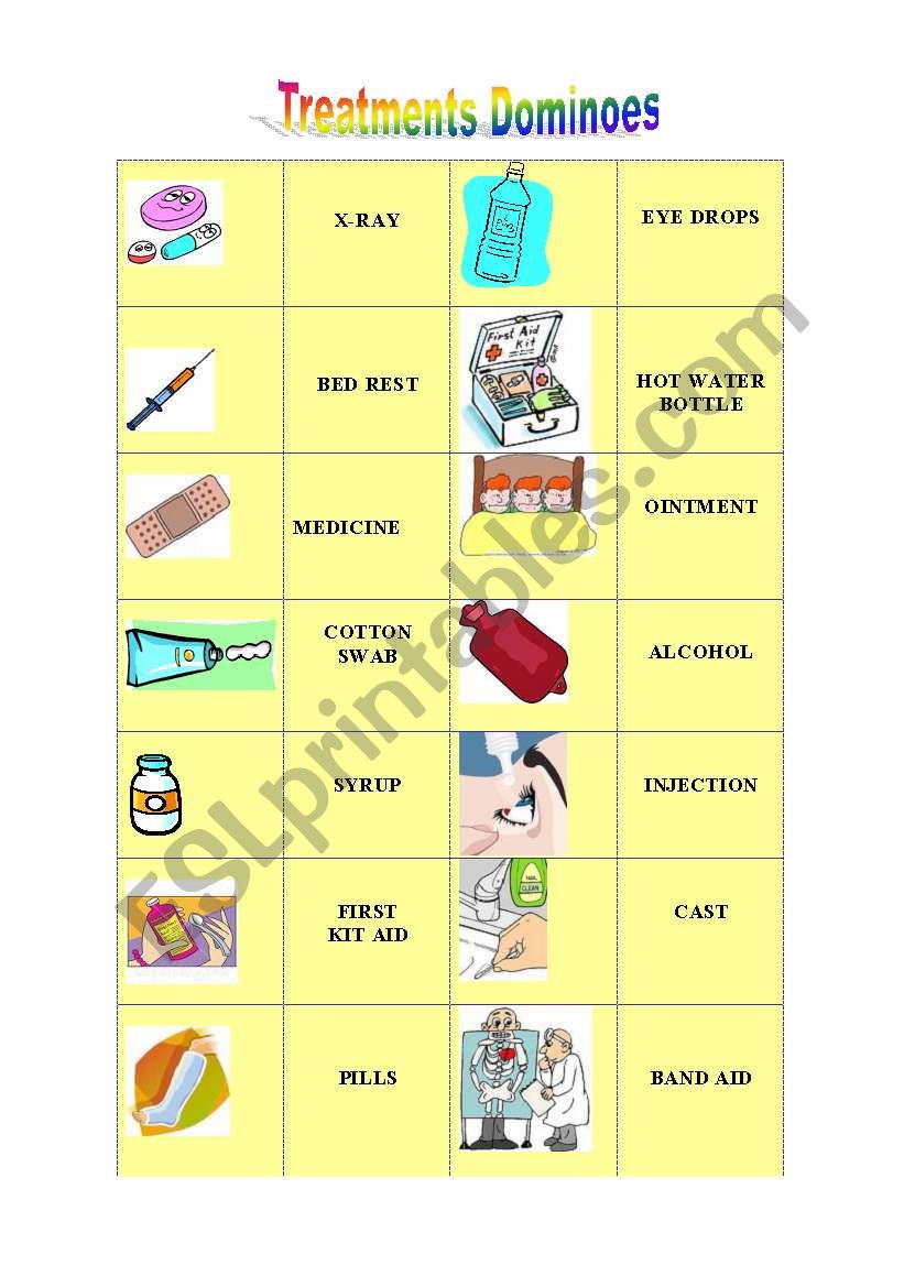 Domino on health treatments worksheet