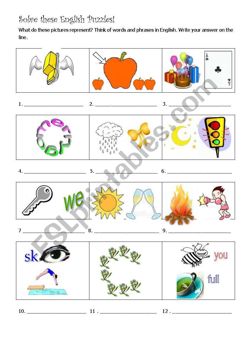 English Picture Puzzles 2 worksheet