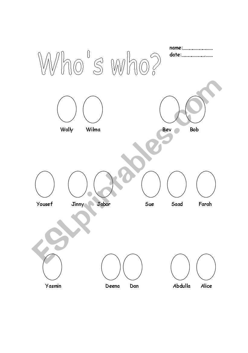 Family tree Whos Who? worksheet