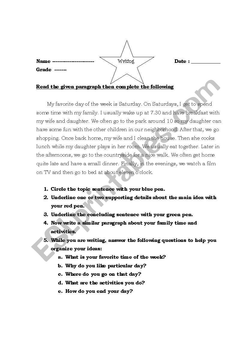 paragraph practice worksheet