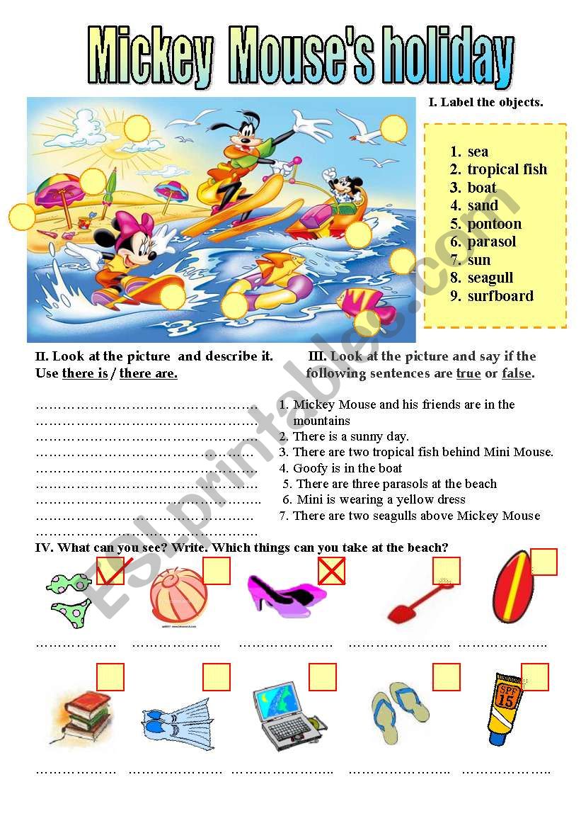 MICKEY MOUSEÂ´S HOLIDAYS worksheet
