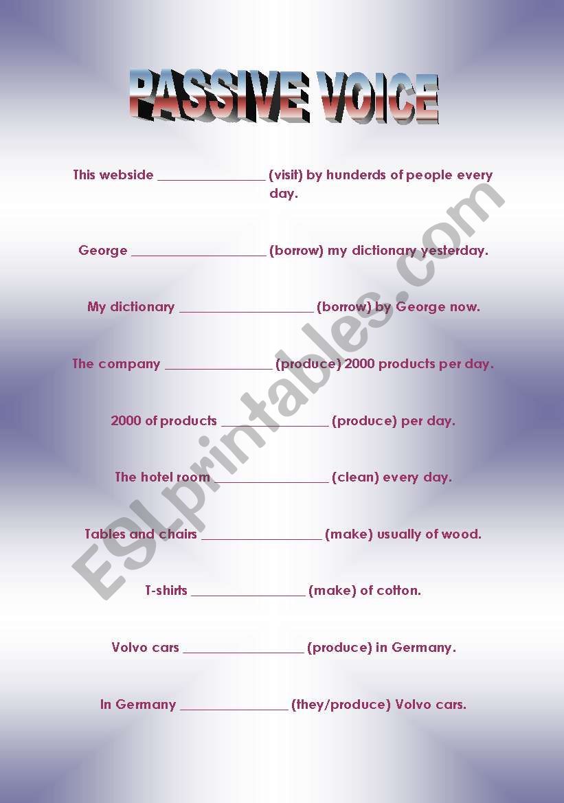 PASSIVE VOICE worksheet