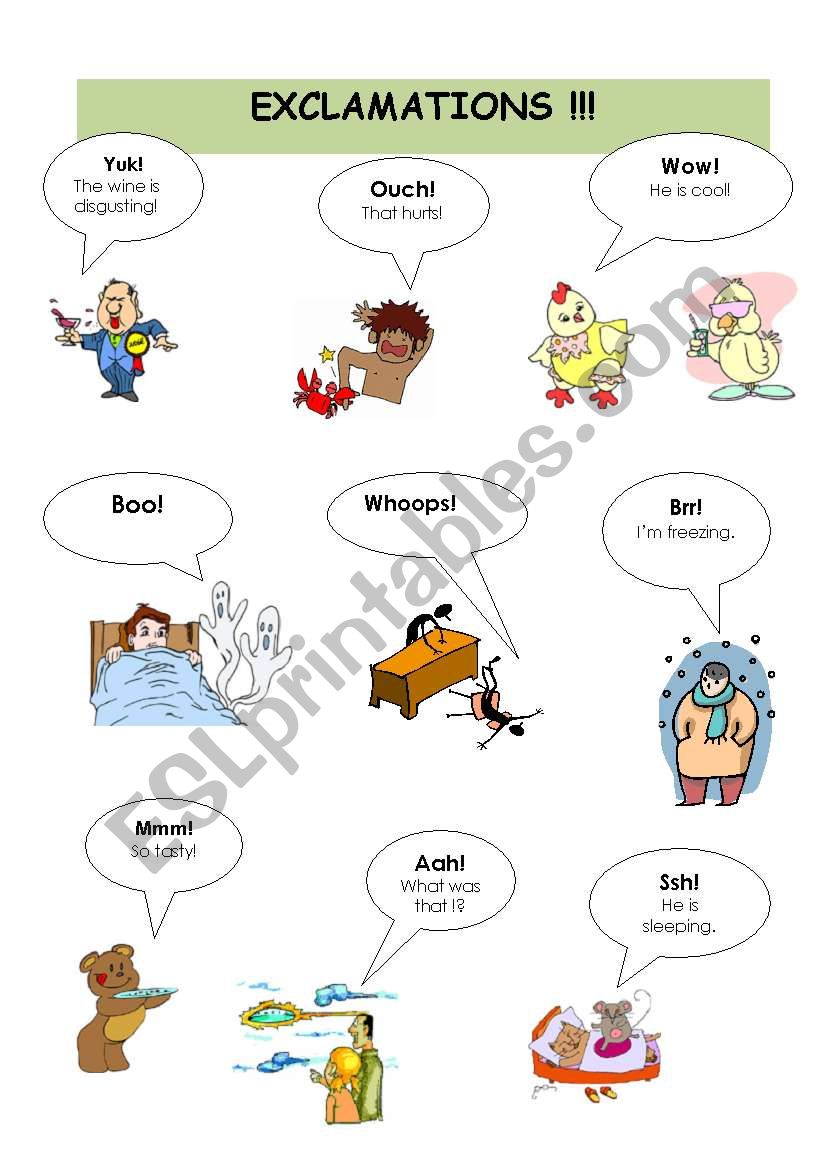 EXCLAMATIONS !!! worksheet