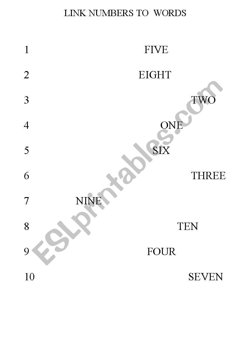 LINK NUMBERS worksheet