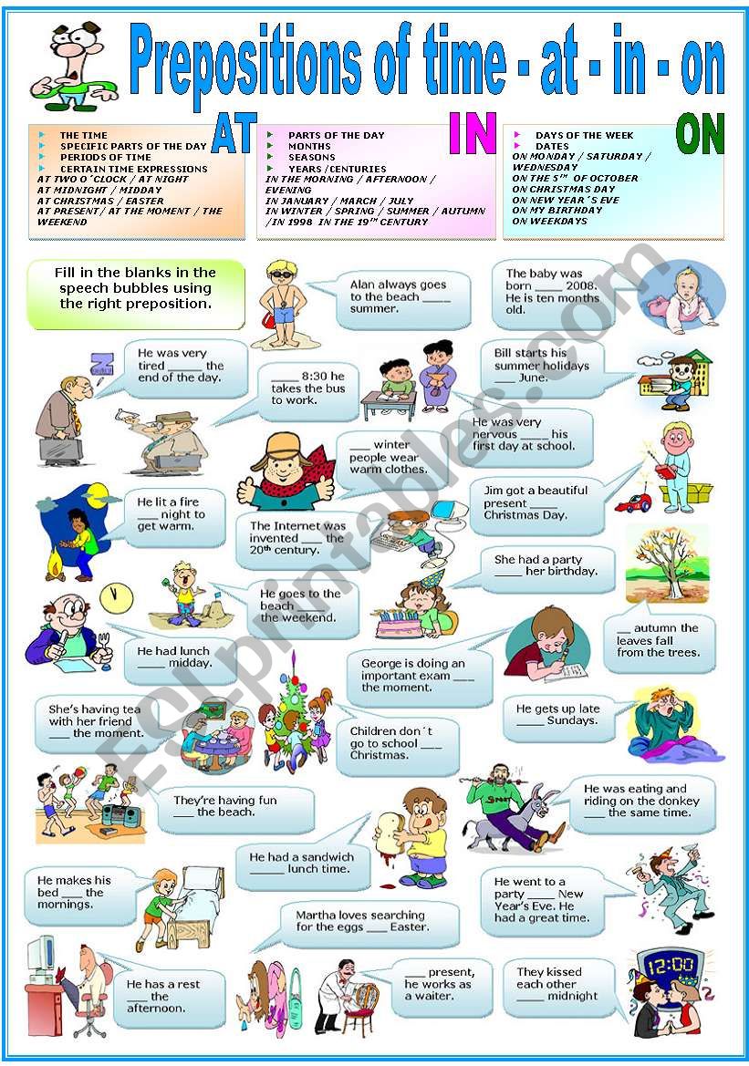 PREPOSITIONS OF TIME - AT-IN-ON