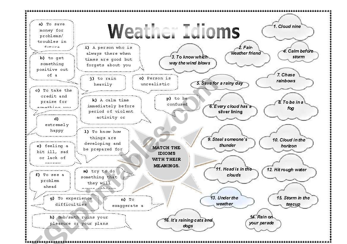 B&W Weather  Idioms + KEY worksheet