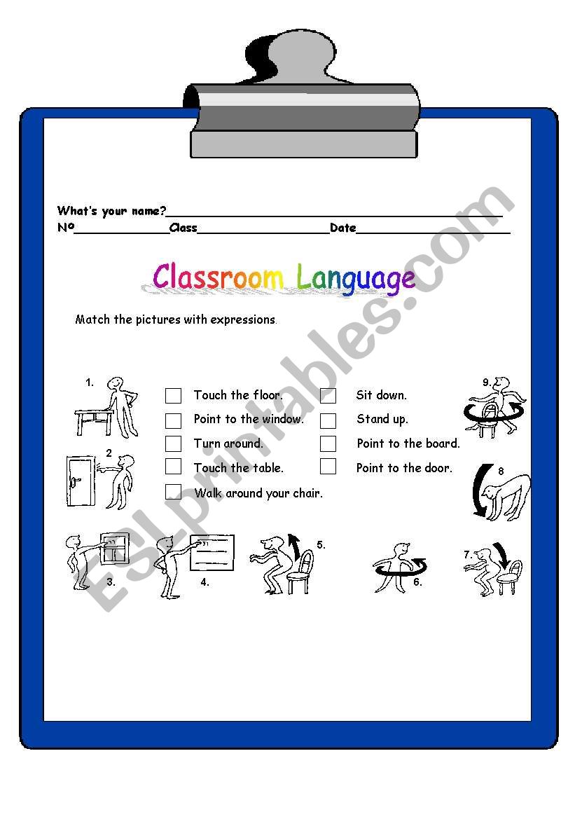 Classroom Language worksheet