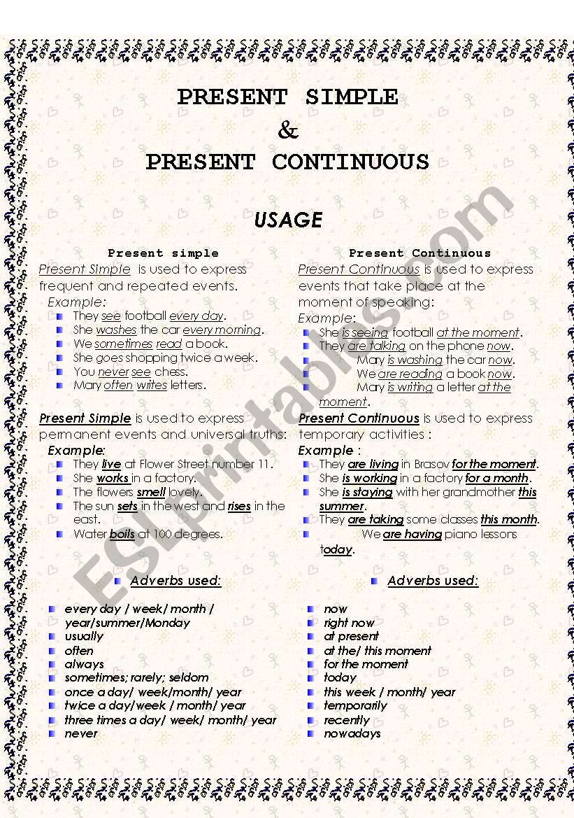 Present Simple vs Present Continuous