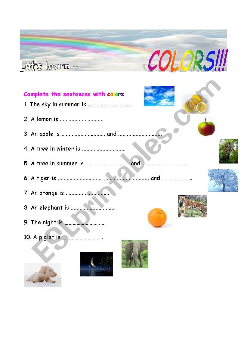 Colors worksheet