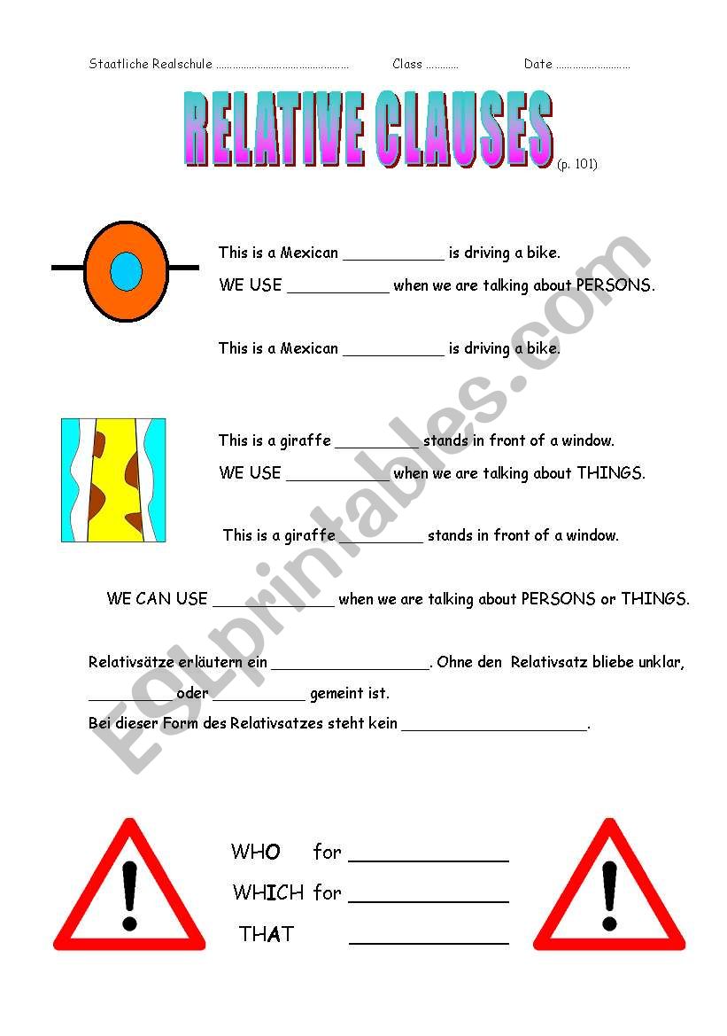 relative clauses worksheet