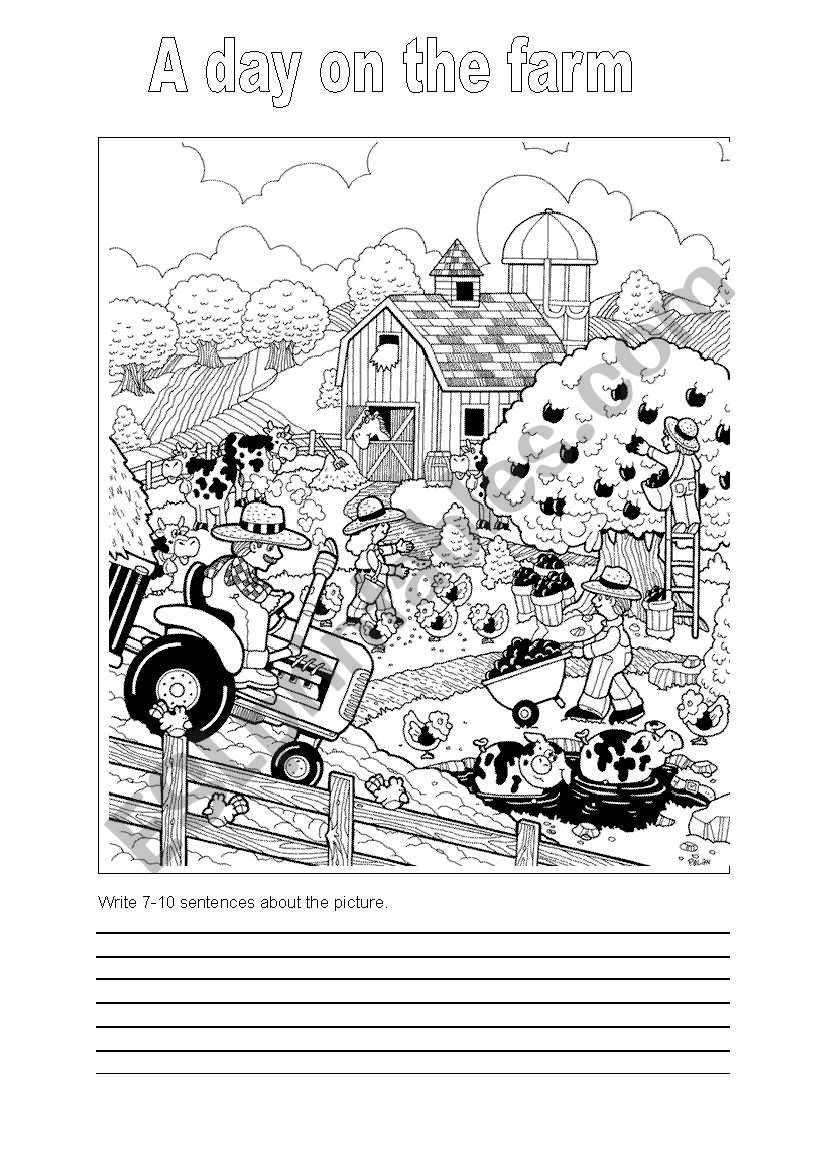 farm - writing a story / writing about the picture