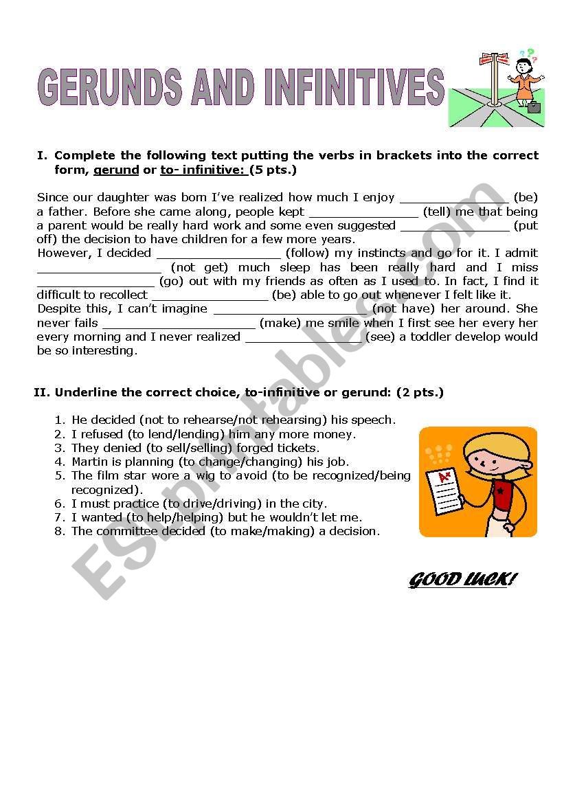 GERUNDS AND INFINITVES worksheet