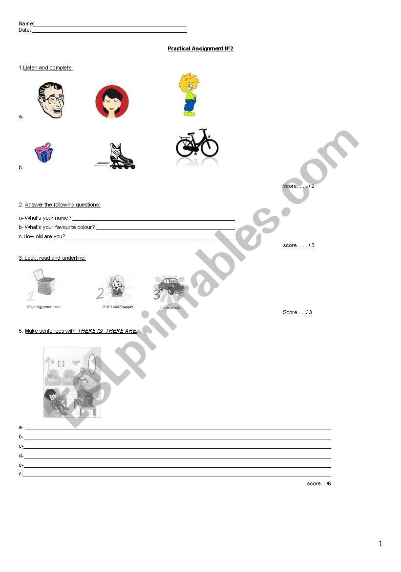 revision test worksheet