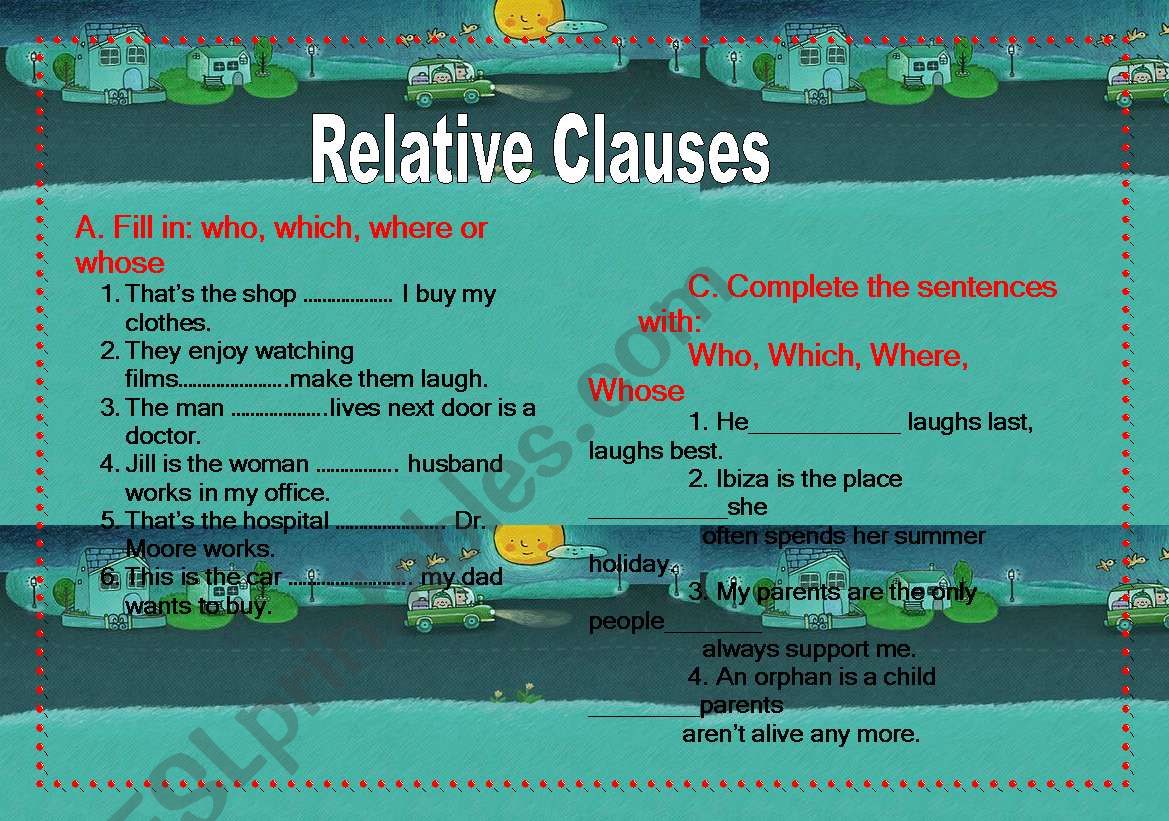 Relative Clauses worksheet