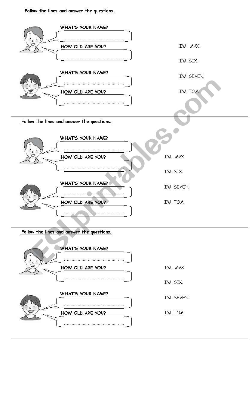 name and age worksheet