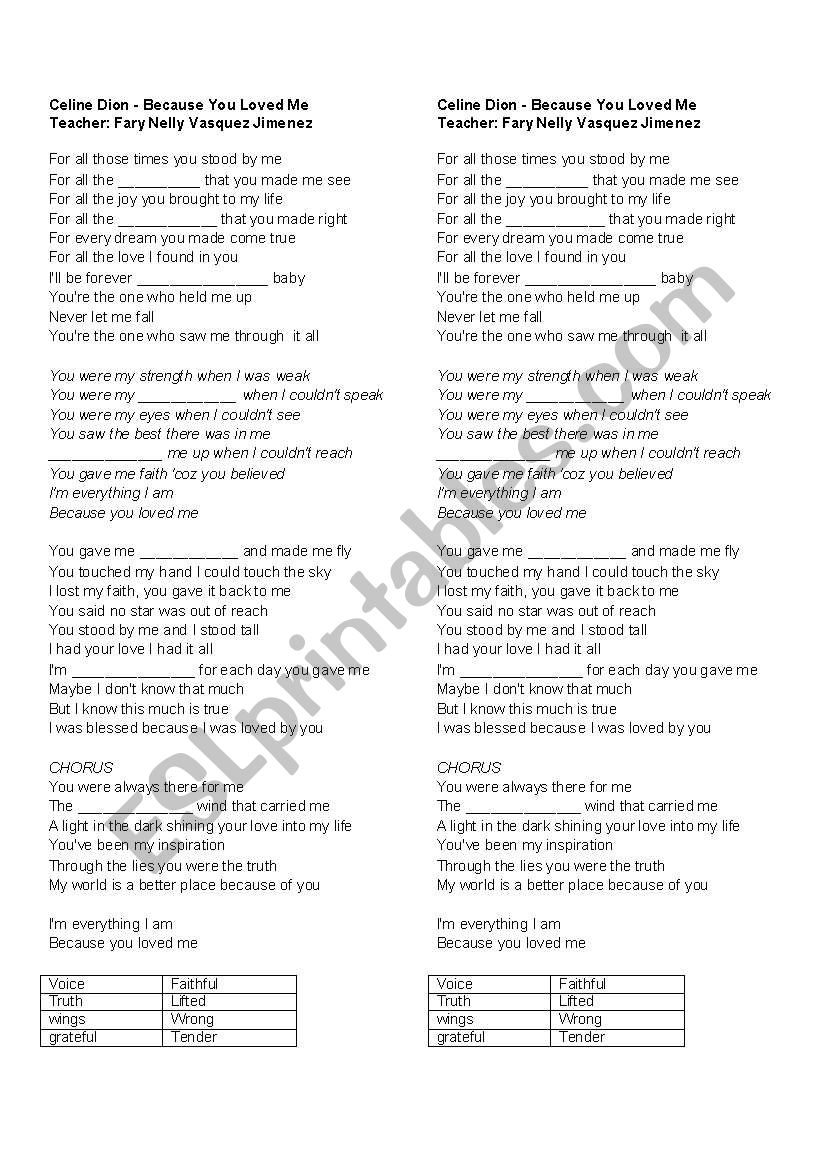 song past tense worksheet