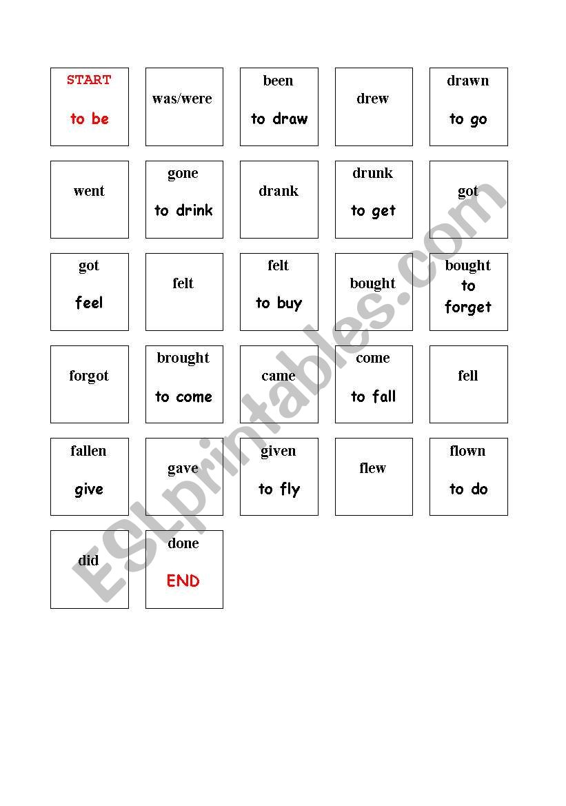 Irregular Verbs- Domino play worksheet