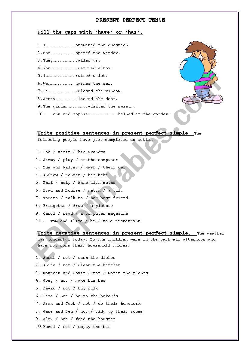 Present Perfect Tense worksheet