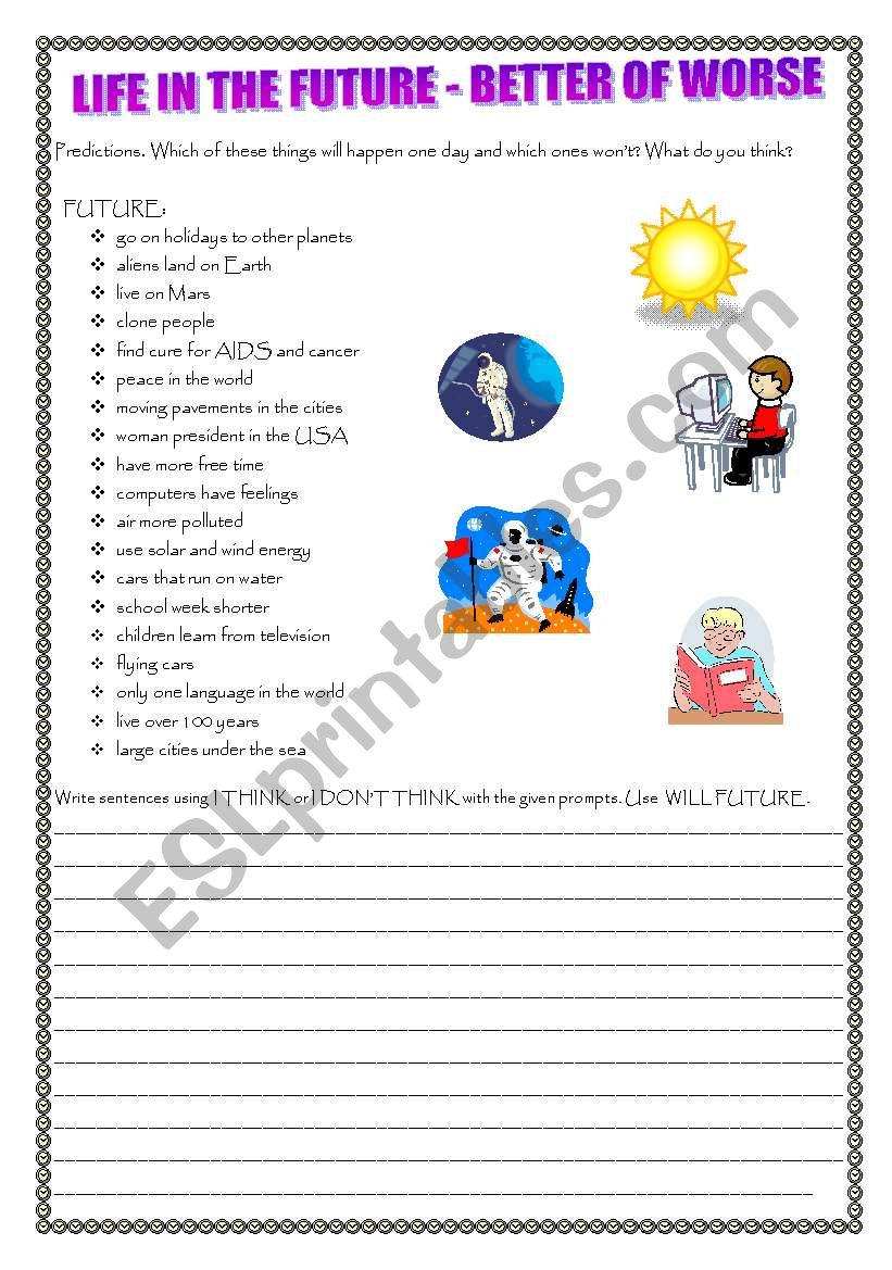 Life in the future worksheet