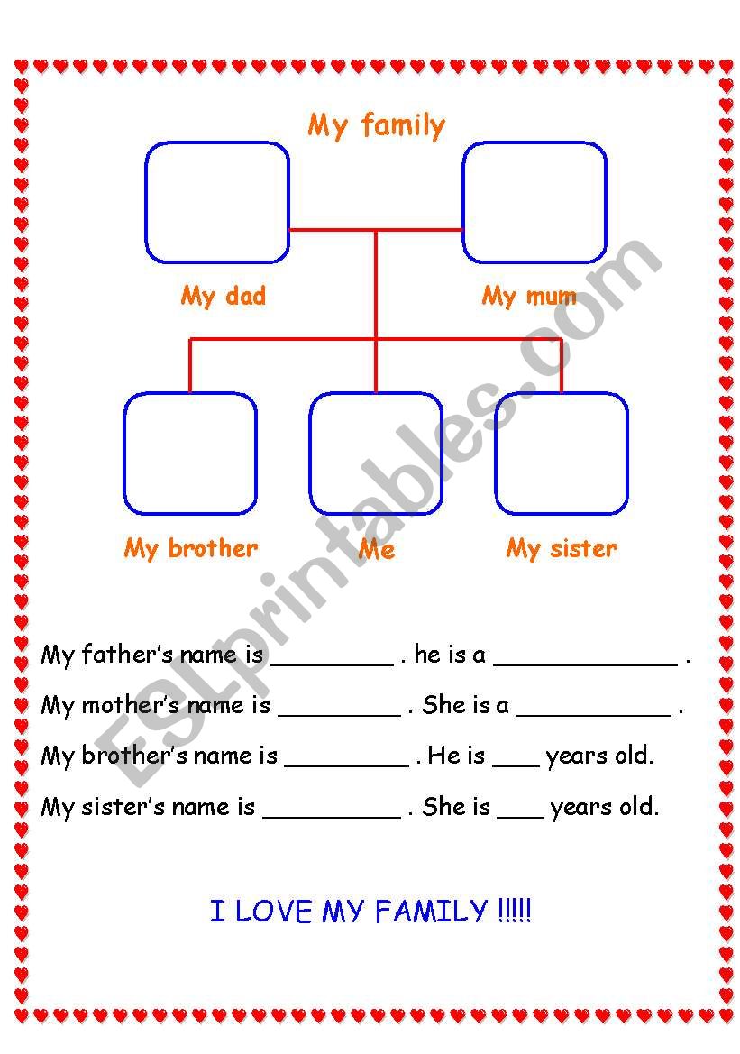 my family tree worksheet