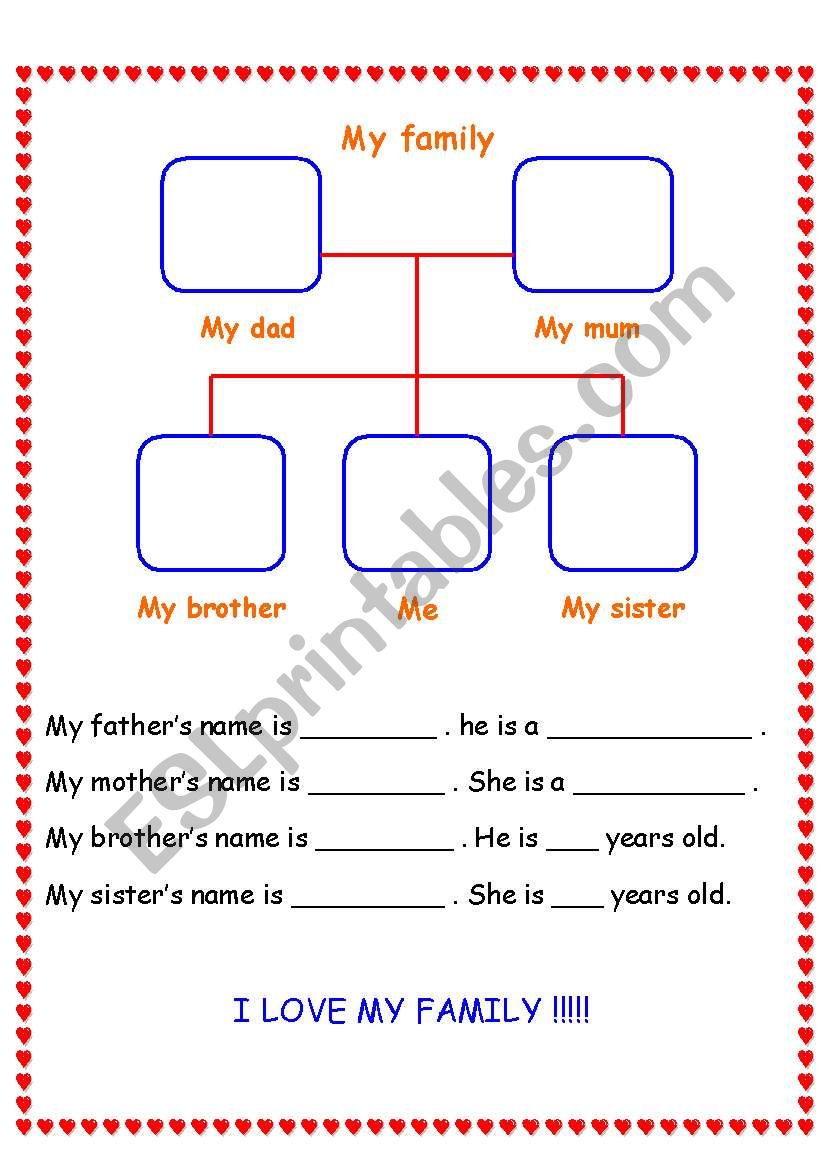 my family tree worksheet