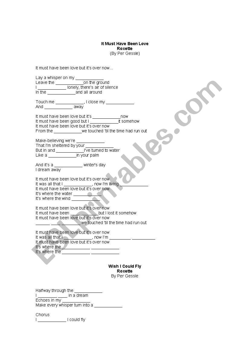 Roxette songs worksheet