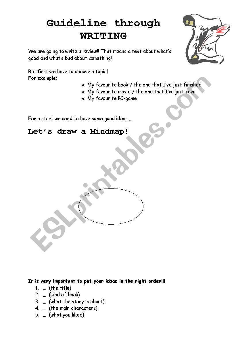 guideline through WRITING worksheet