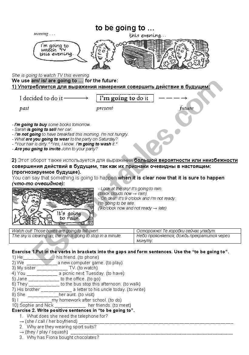 to be going to worksheet