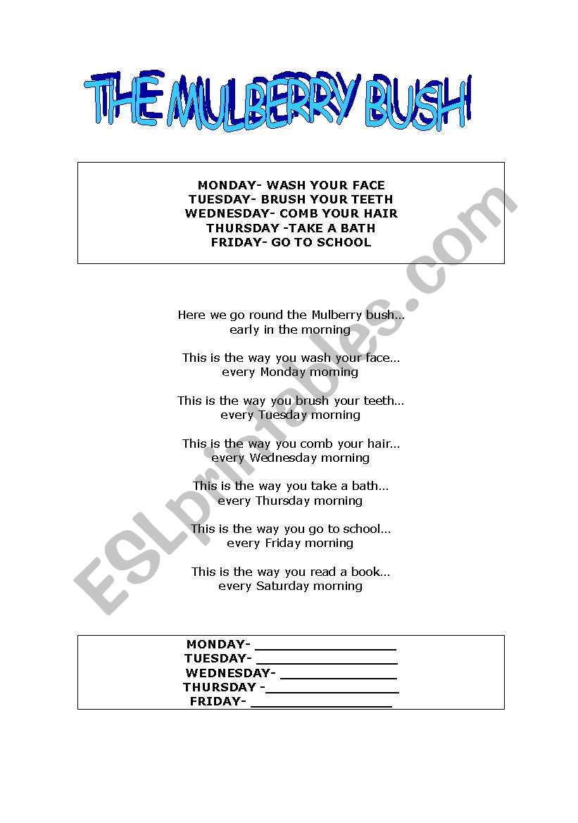 The Mulberry bush worksheet worksheet