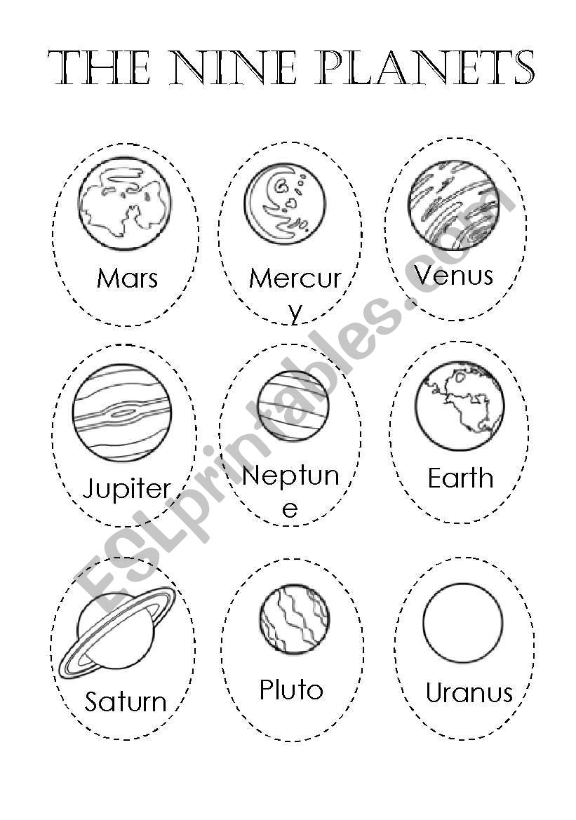 The Nine planets ordering sheet