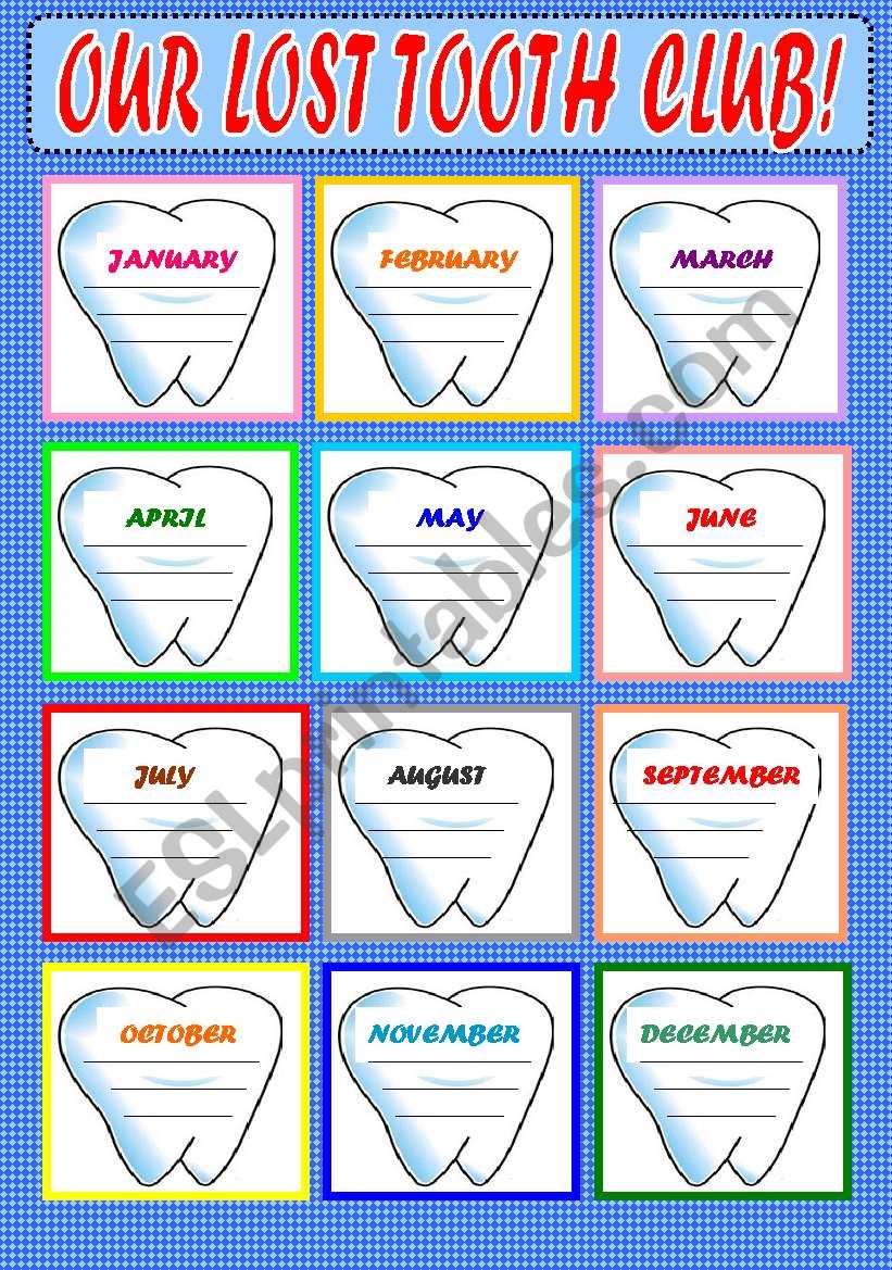 Our lost  tooth club!! worksheet
