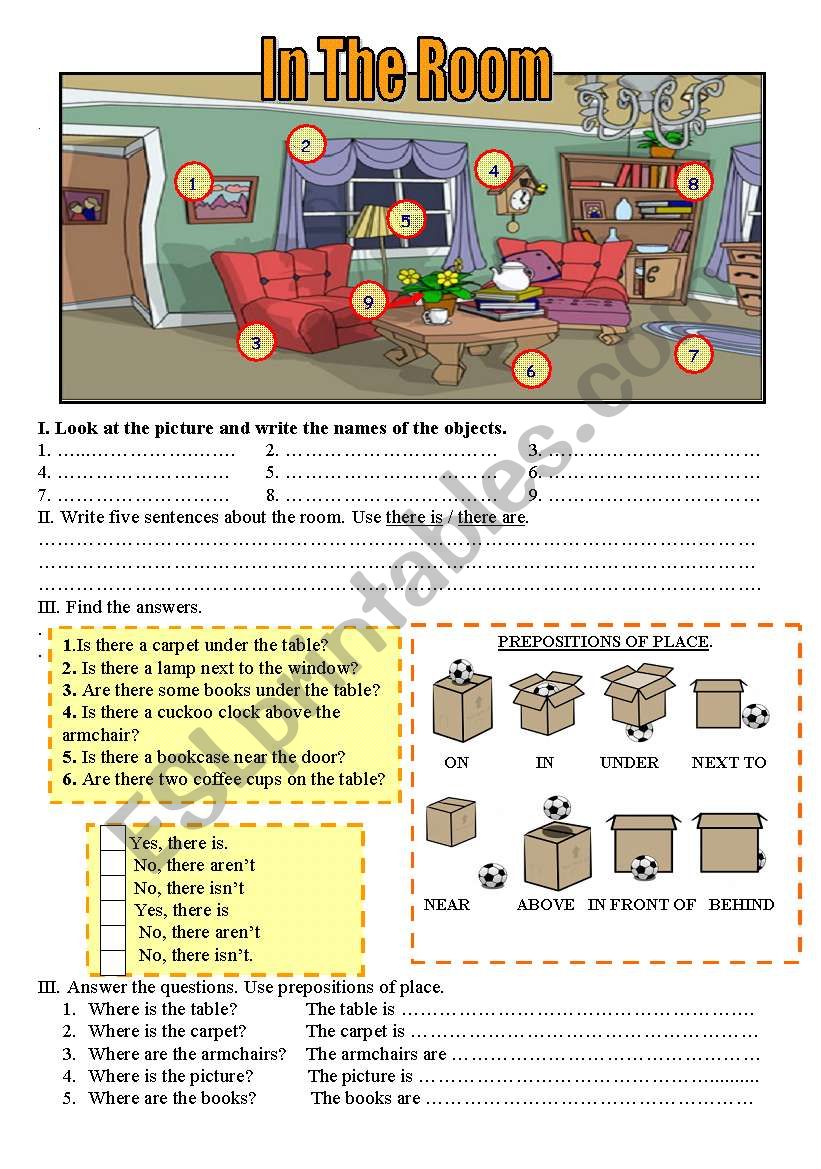 IN THE ROOM. worksheet