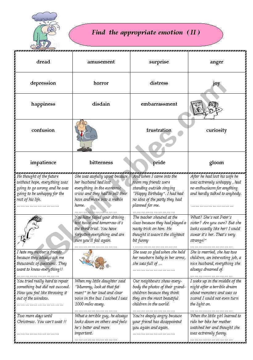 Find the appropriate emotions II 