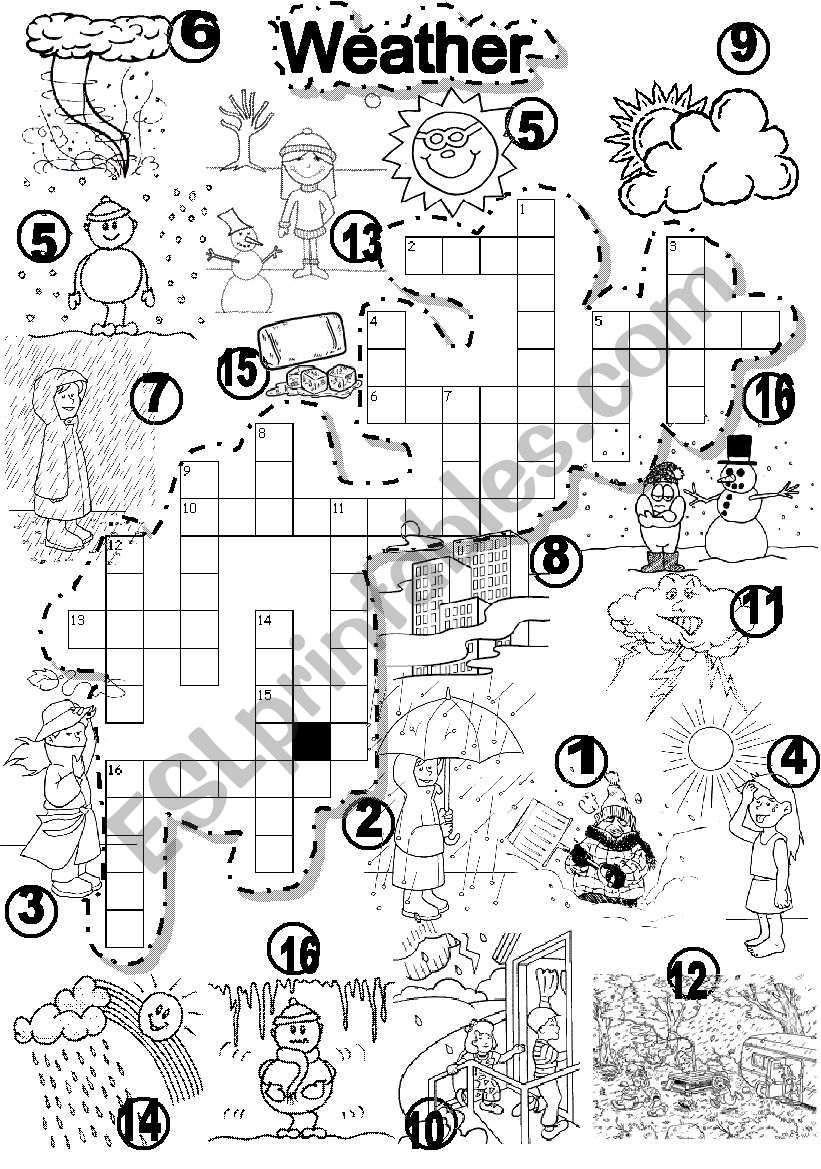 WEATHER CRISS CROSS PUZZLE worksheet