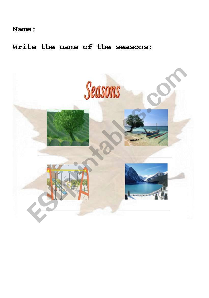 Seasons worksheet