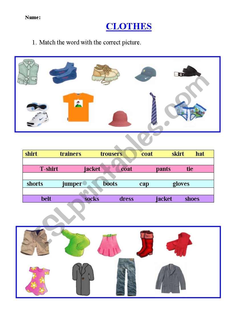 Clothes worksheet worksheet