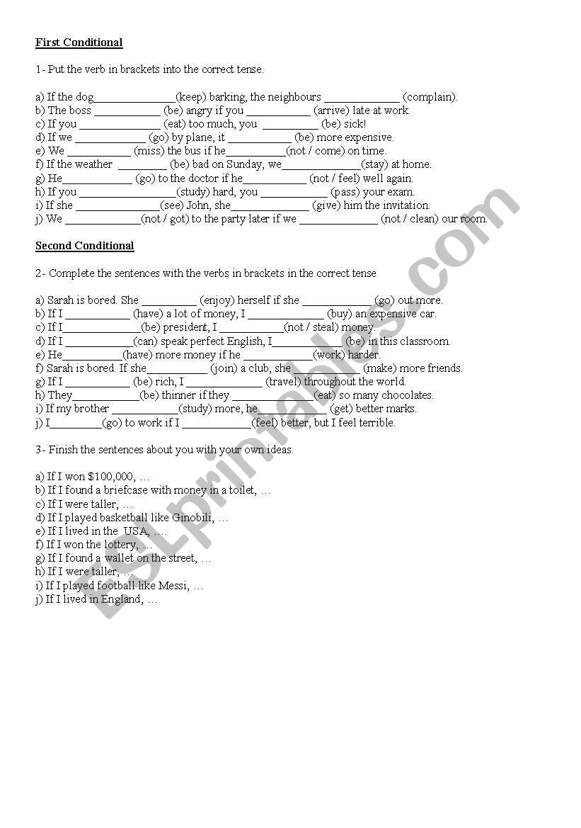 Conditionals worksheet