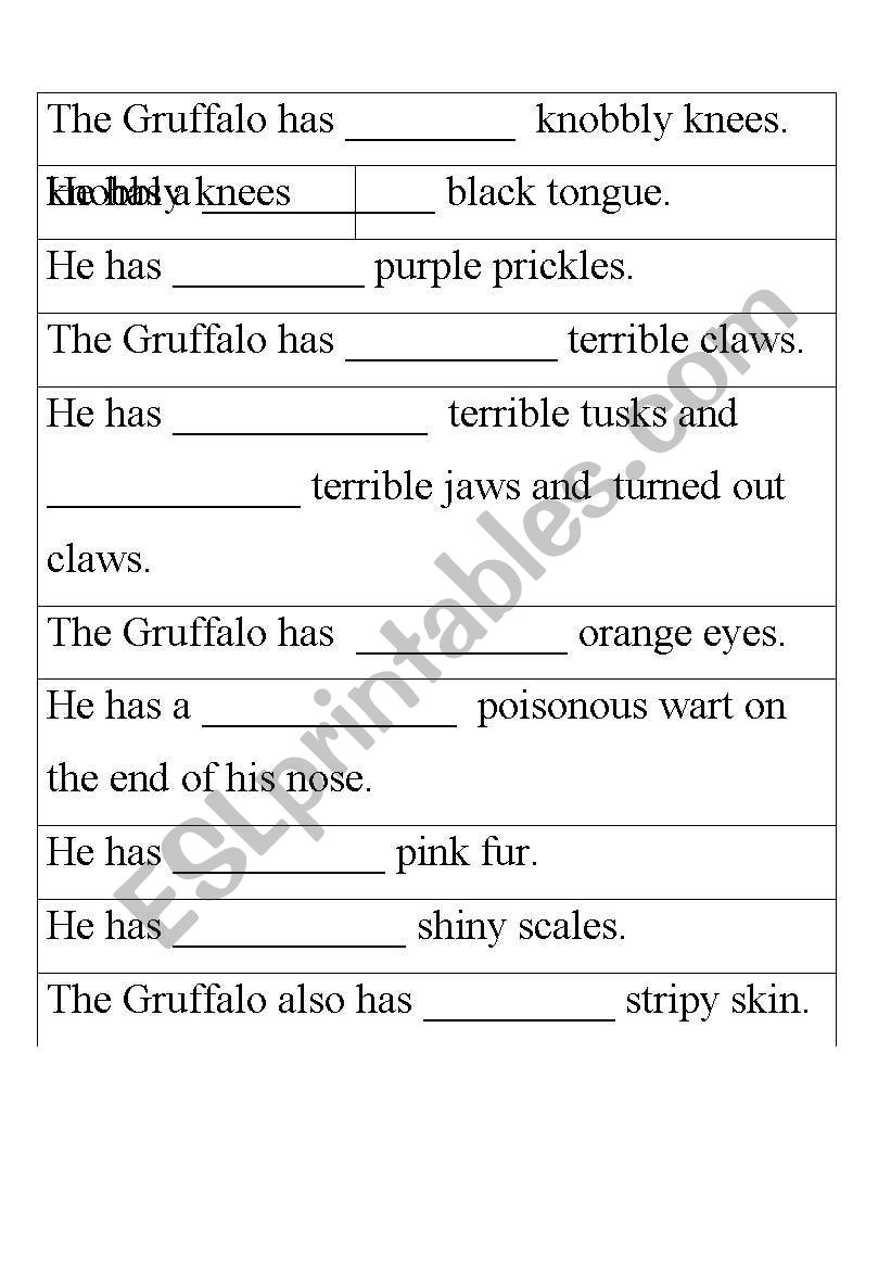 2a sentences about the gruffalo