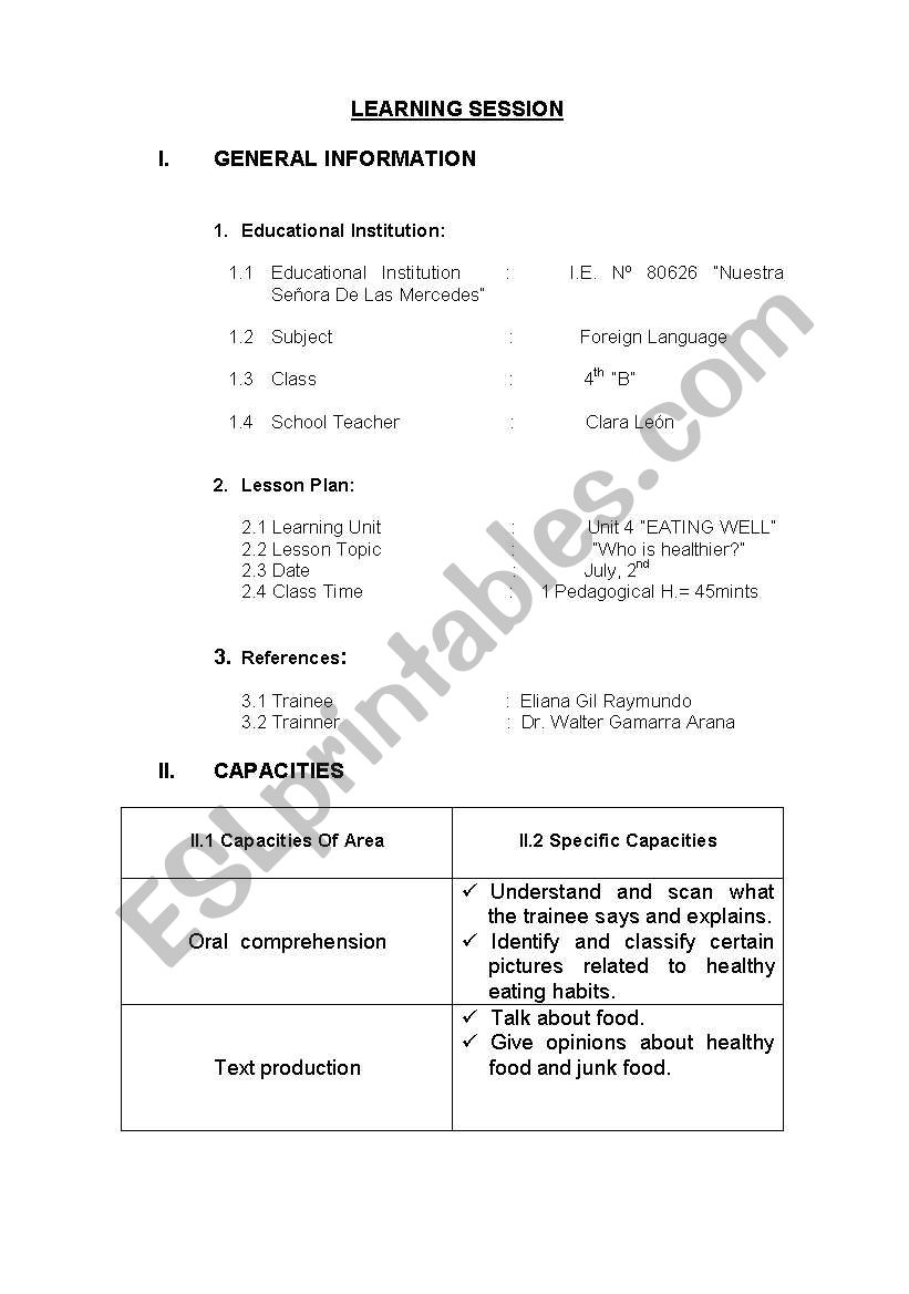 my first learning session worksheet